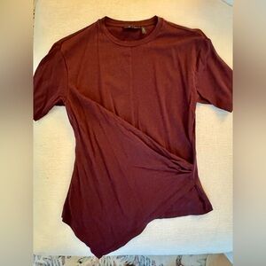 Theory Draped T-Shirt Size Small Maroon